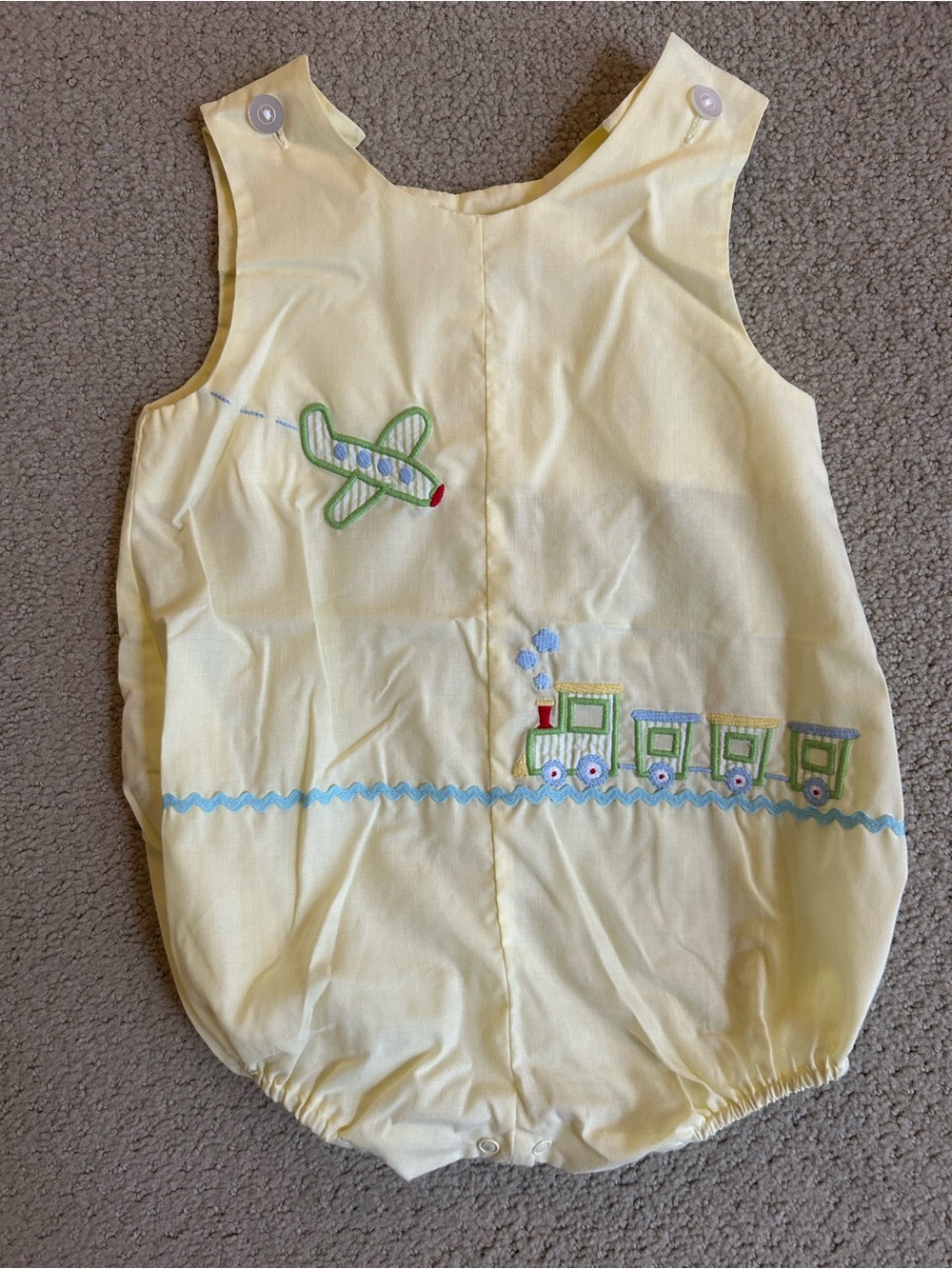 Yellow Embroidered Train & Plane Baby Sleep Sack